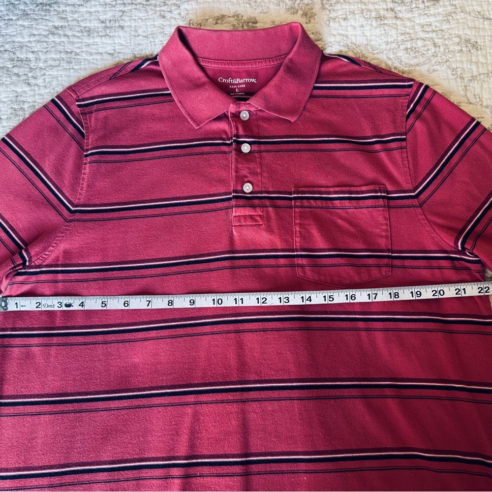 Croft & Barrow Men's Polo in Pink and Black Stripes, L🦋